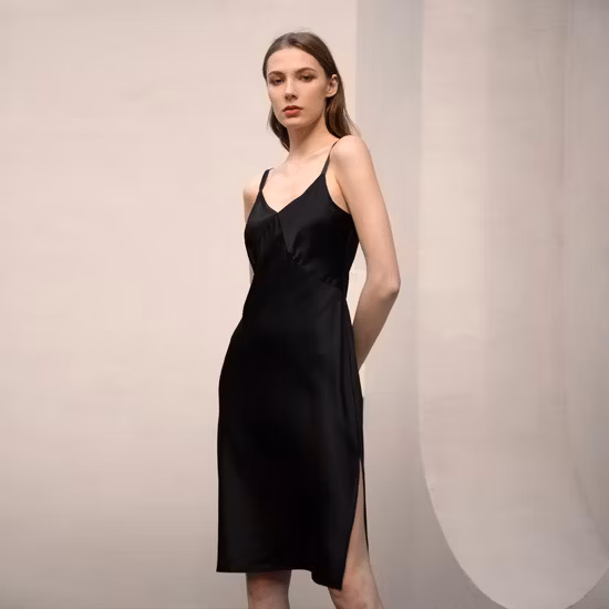 Women Summer Silk Night Satin Evening Dresses Girl Casual Slip Silk Dress