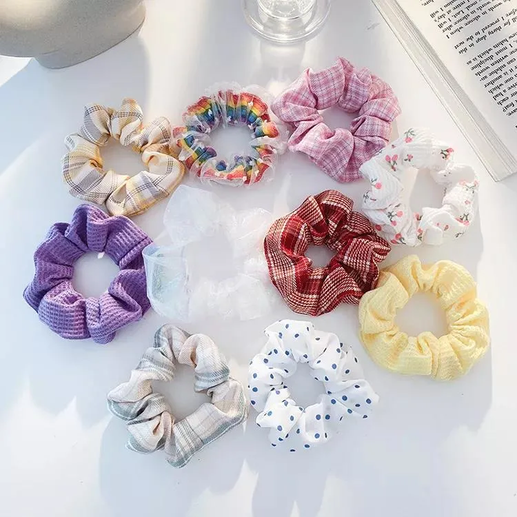 Hair Bundles Organza Silk Satin Scrunchies for Women Girls Hair Ties