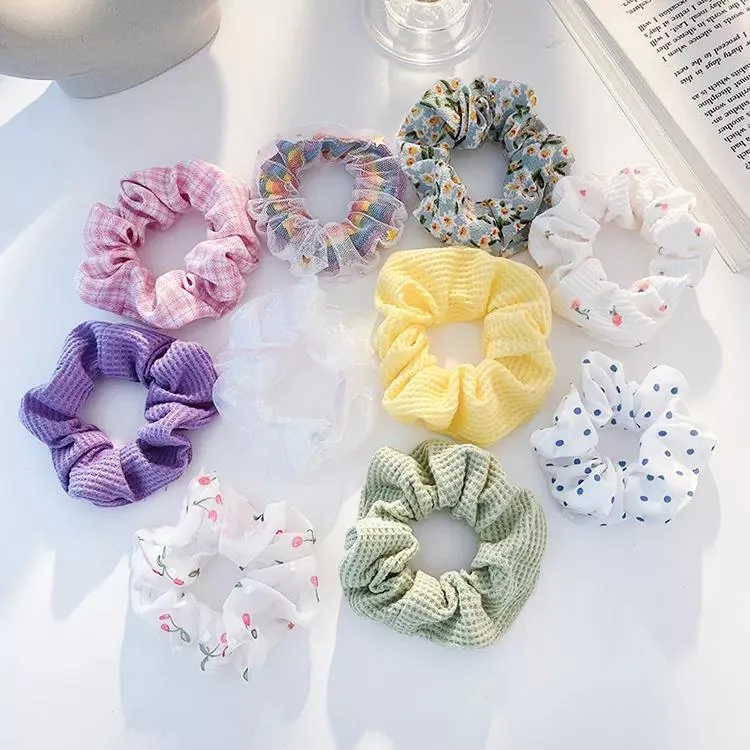 Hair Bundles Organza Silk Satin Scrunchies for Women Girls Hair Ties