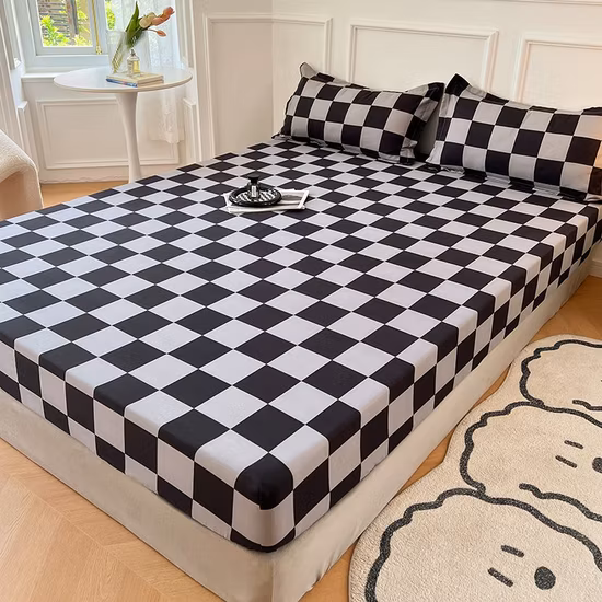 Conjunto de cama fronha de seda 100% algodão lavado respirável luxuoso Conjunto de lençóis lavados